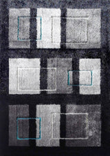 Gray With Blue Area Rug With Cotton Backing,, 60"x84"