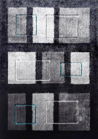 Gray With Blue Area Rug With Cotton Backing,, 60"x84"