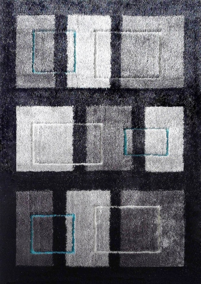 Gray With Blue Area Rug With Cotton Backing,, 60"x84"