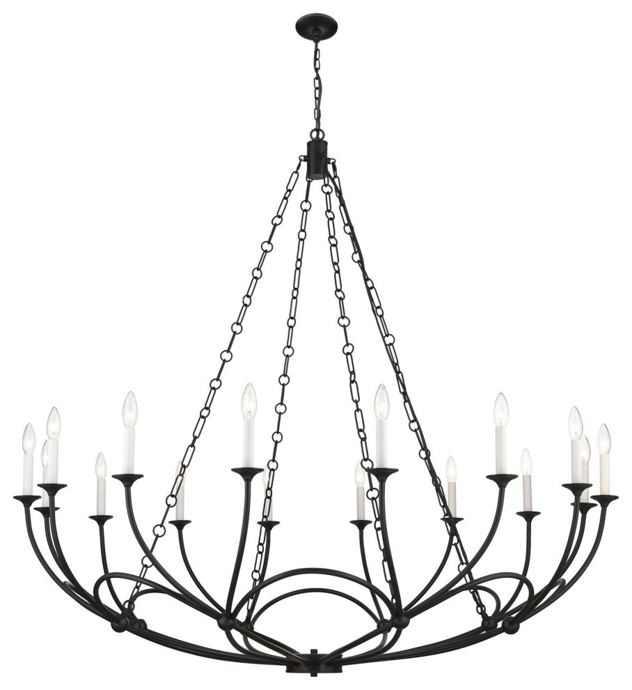 Z-Lite 3500-16 Arabella 16 Light 55"W Candle Style Chandelier - Matte Black