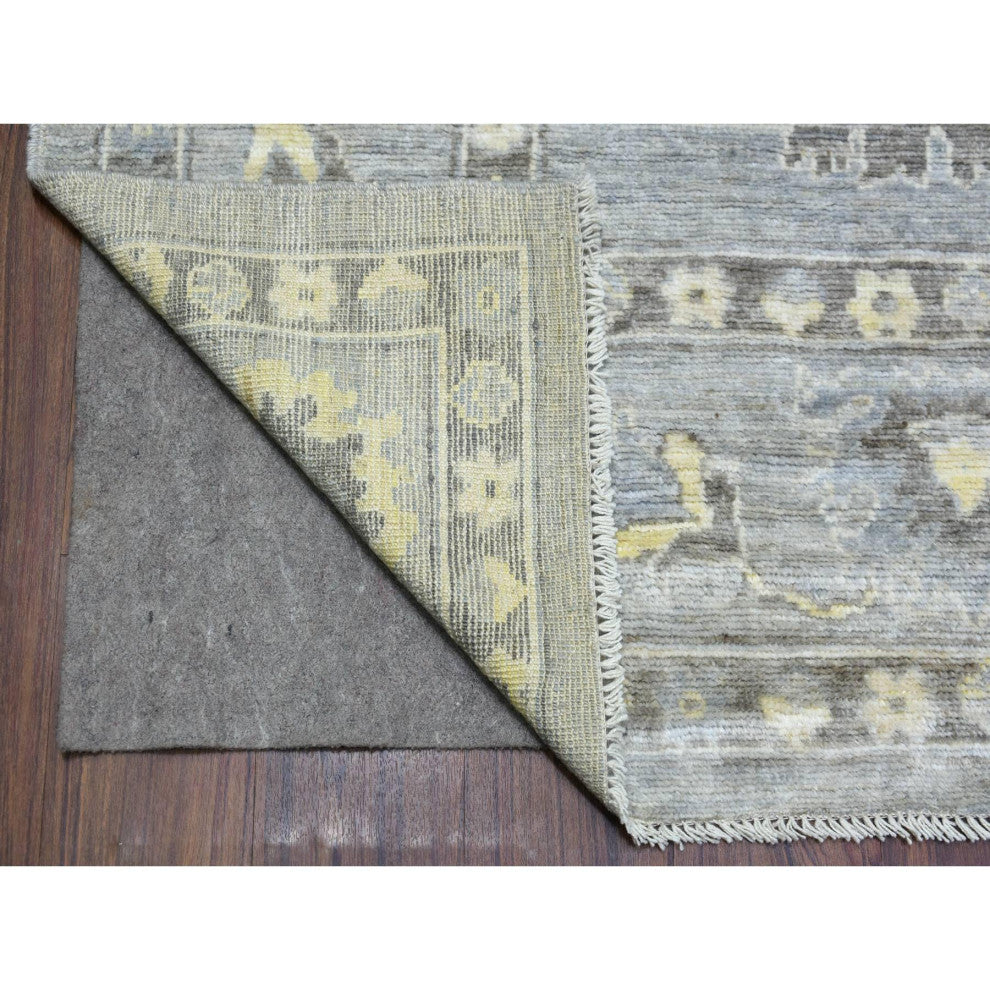 Hand Knotted, Gray, Afghan Angora Ushak and Soft Wool Oriental Rug, 8'0" x 9'10"