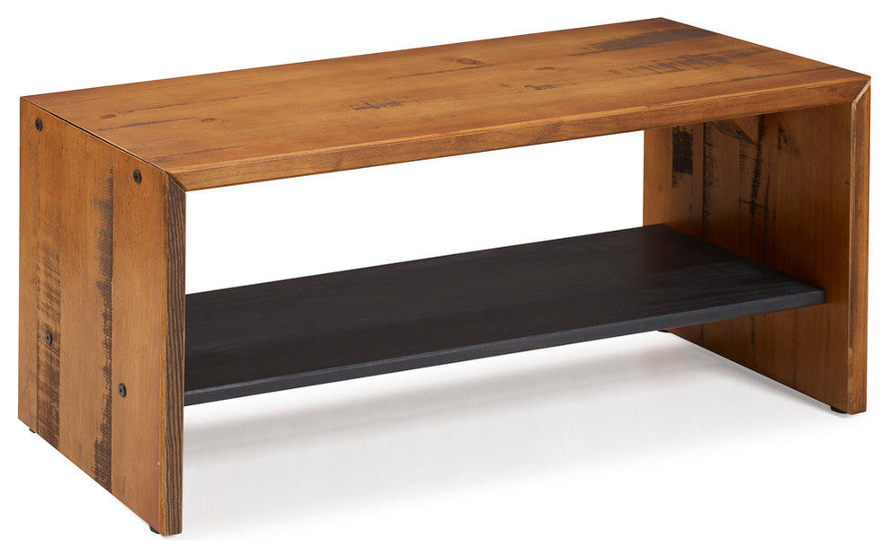 Alpine 42" Rustic Two-Tone Solid Wood Entry Bench - Amber