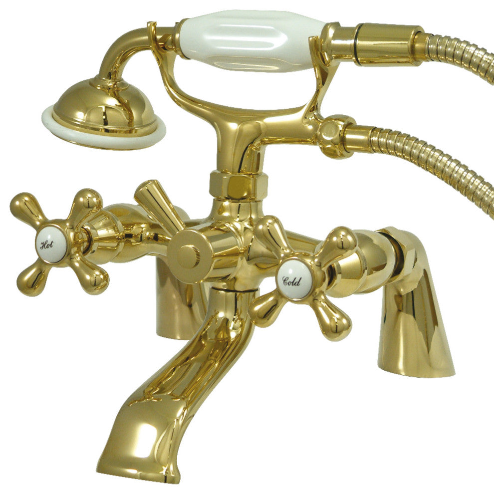 Kingston Brass Clawfoot Tub Faucet With Hand Shower, Polished Brass