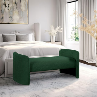 Peyton Boucle Fabric Upholstered Bench, Green
