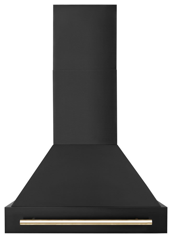 ZLINE 30" Black Stainless Range Hood with Polished Polished Gold (BS655-30-G)