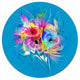 Summer Colorful Flowers On Blue, Floral Large Disc Metal Wall Art, 11"