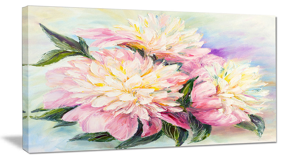 "Blooming Pink Peonies" Canvas Print, 32"x16"