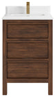 Elizabeth 24 Single Sink Bath Vanity in Dark Walnut Teak 1.5" White Quartz