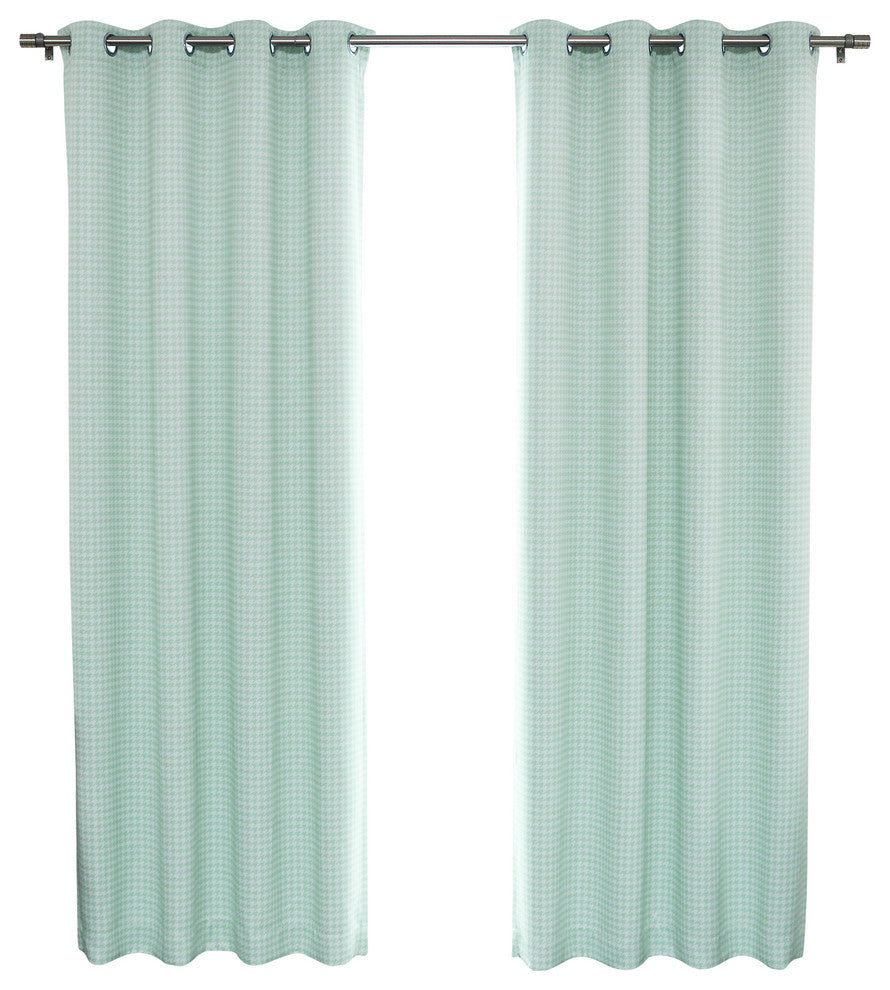 Houndstooth Print Blackout Curtains, Pair, Mint