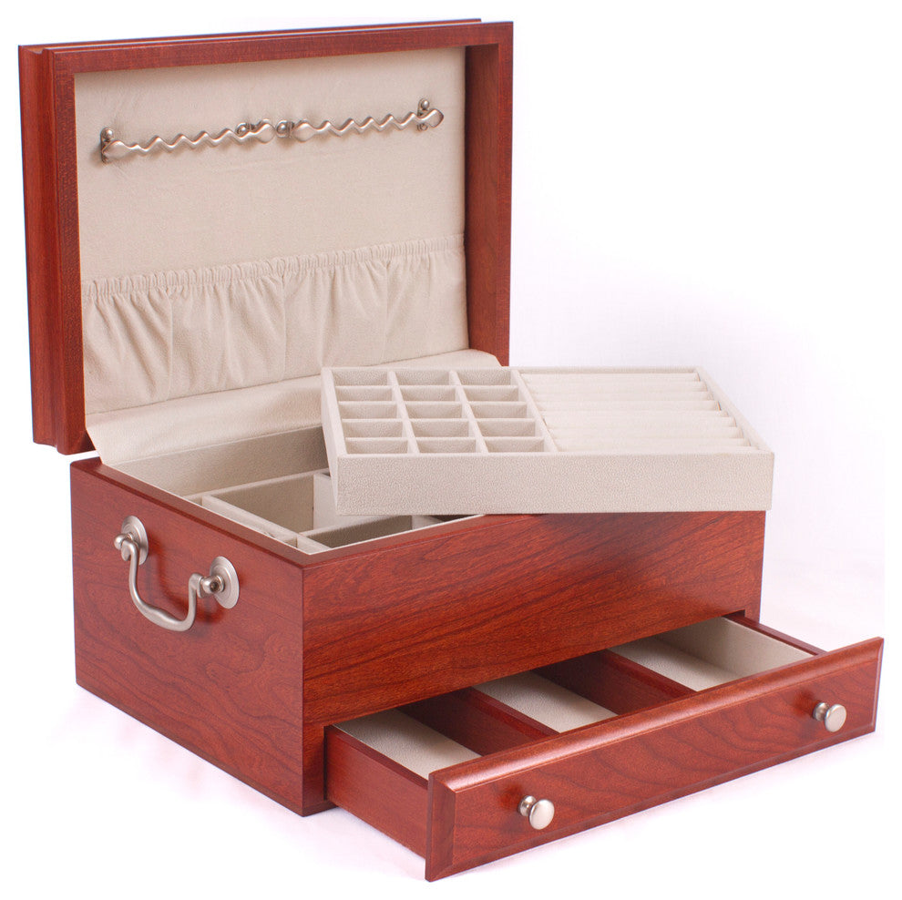 Contessa Jewel Chest, Solid American Cherry Hardwood With Heritage Cherry Finish