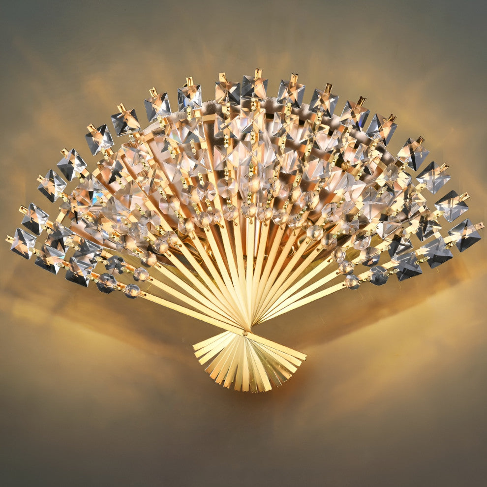 Luxury Golden Crystal Wall Lamp for Bedroom, Living Room, Golden, Cool Light