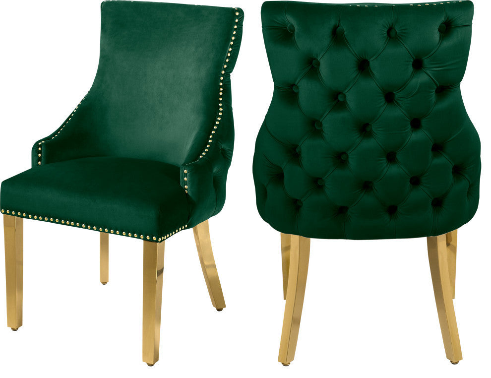 The Tuft Dining Chair, Green, Velvet, Set of 2