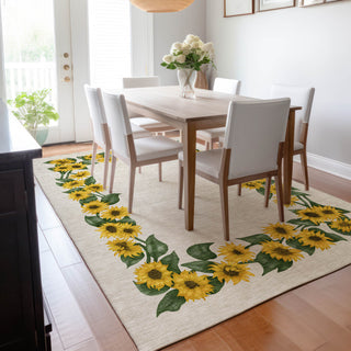 Addison Premium Washable Mayfield AMF172 beige 5' x 7'6" Rug