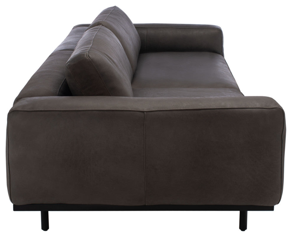 Safavieh Couture Elyssa Leather Sofa, Graphite