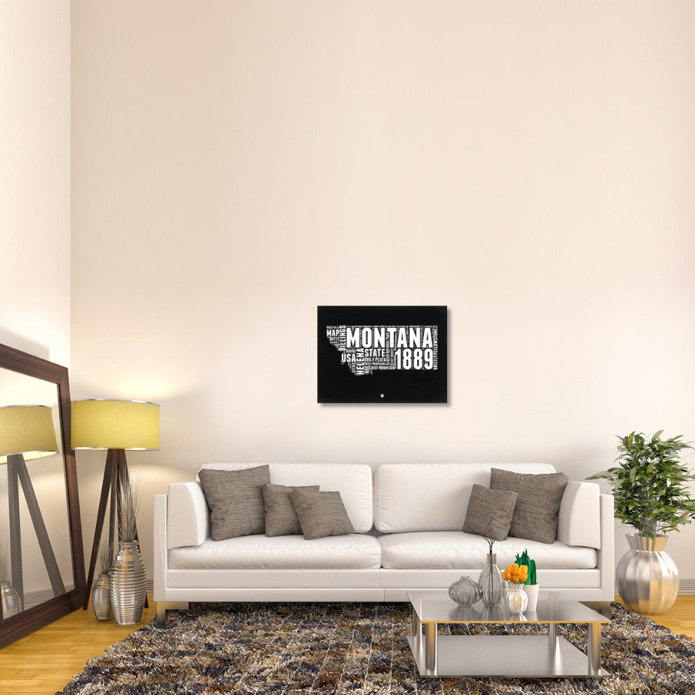 "Montana Black and White Map" Fine Art Print