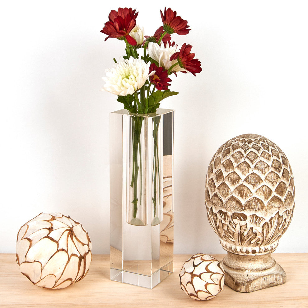 Donovan Handcrafted Square 10" Optical Crystal Bud Vase