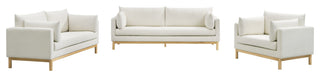 Langham Linen Textured Fabric Upholstered Loveseat, Cream