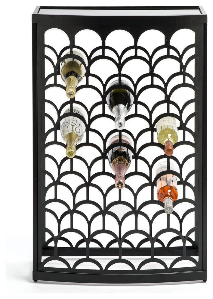 Mango Steam 36 Bottles Art Deco Wine Rack With Glass Tabletop