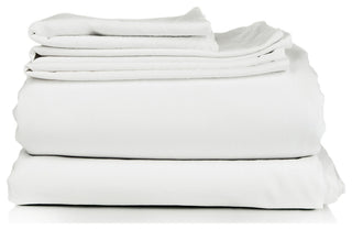 4-Piece, 1,800 Thread Count, Bamboo Feel, Soft Bed Sheets, White, King