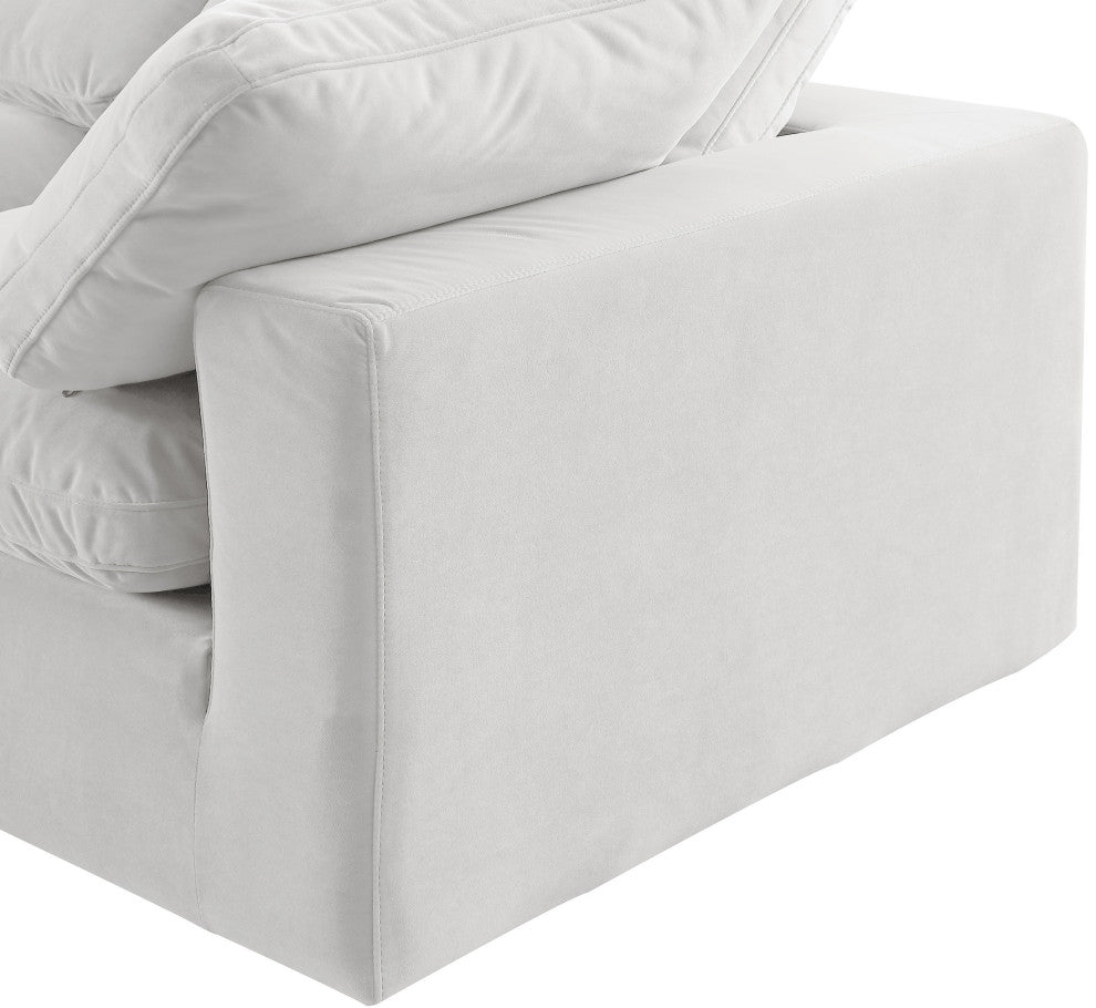 Comfy Upholstered Modular Sofa, Cream, 3-Piece: 1 Armless Chair, 2 Corner Chair, Velvet
