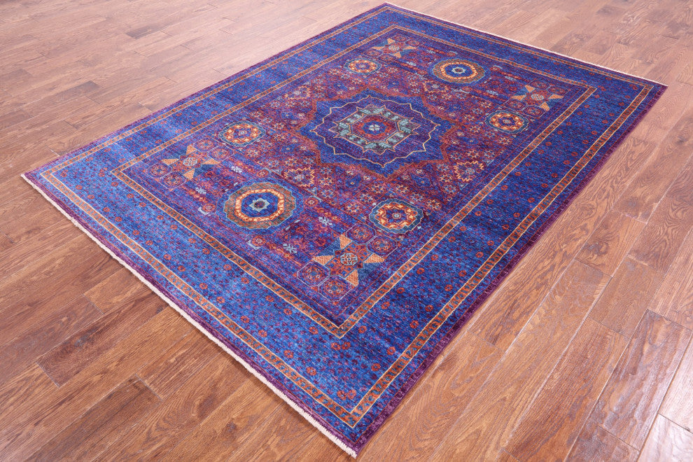 Mamluk Geometric Hand Knotted Wool Rug 5' 9" X 7' 11" - Q12268