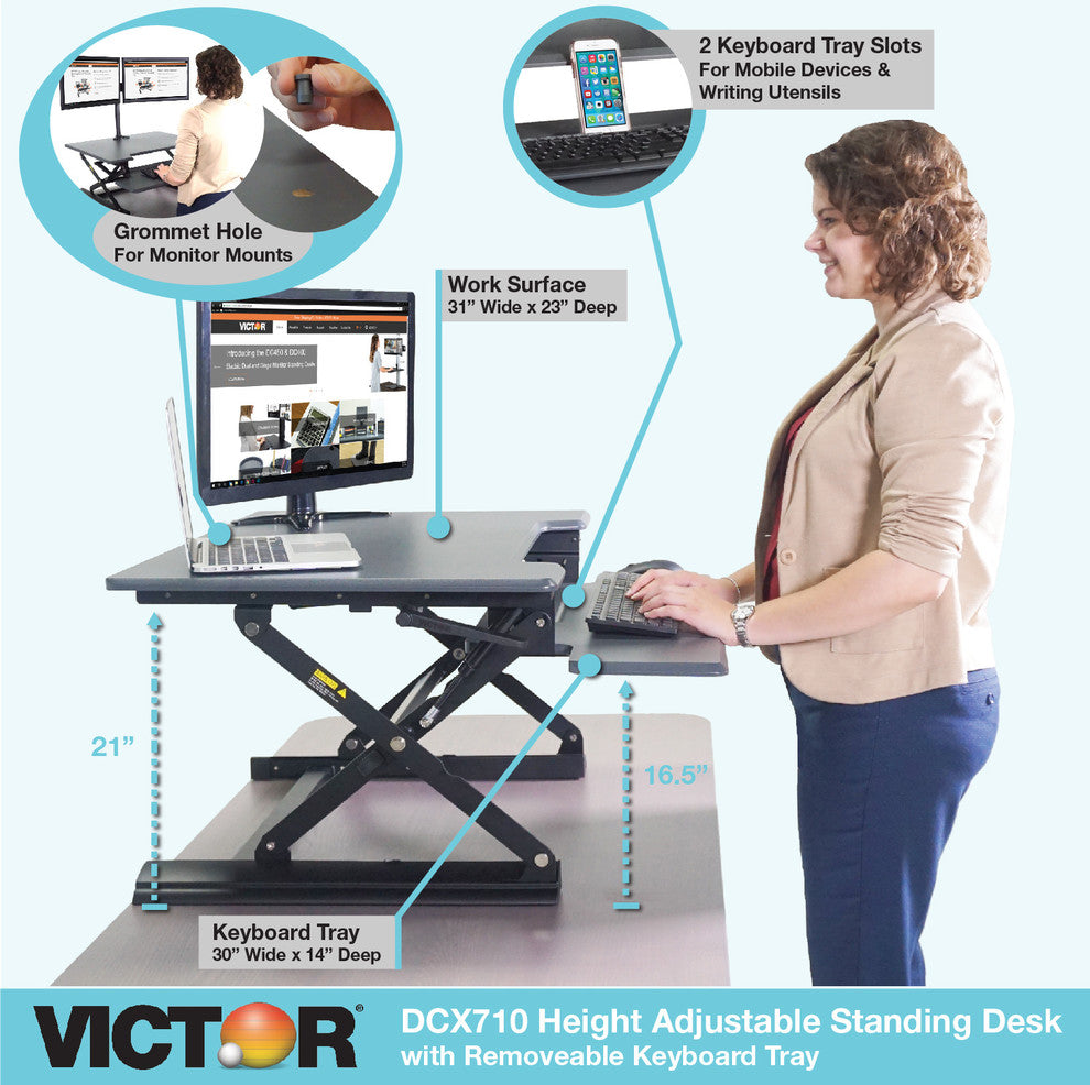 Height Adjustable Standing Desk, Gray, Gray