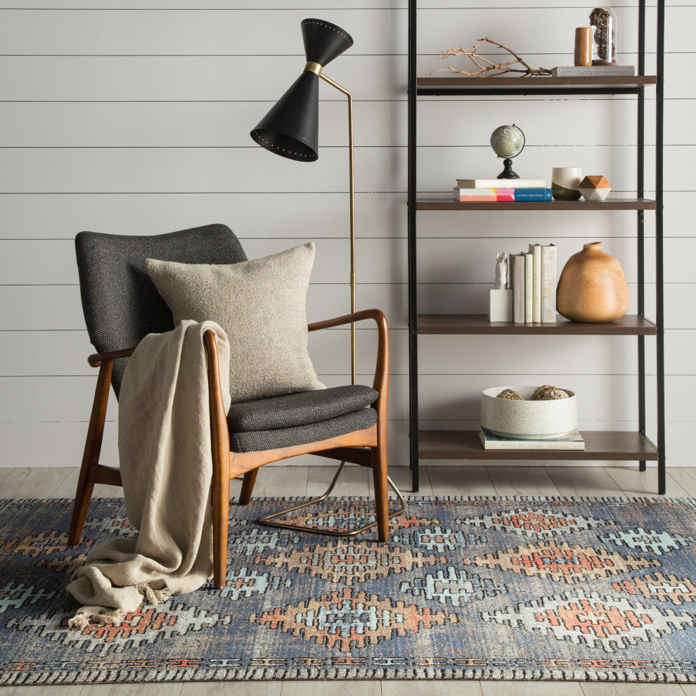 Jaipur Living Dez Indoor/Outdoor Tribal Blue/Orange Rug, 6'x9'