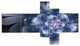 Fractal Flower Light Blue Petals, Floral Art Canvas Print, 60"x32", 5 panels