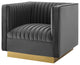Tufted Armchair Accent Chair, Set of 2, Velvet, Gray, Modern, Lounge