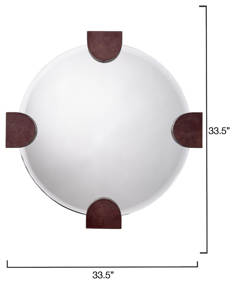 Quadrant Leather Round Wall Mirror