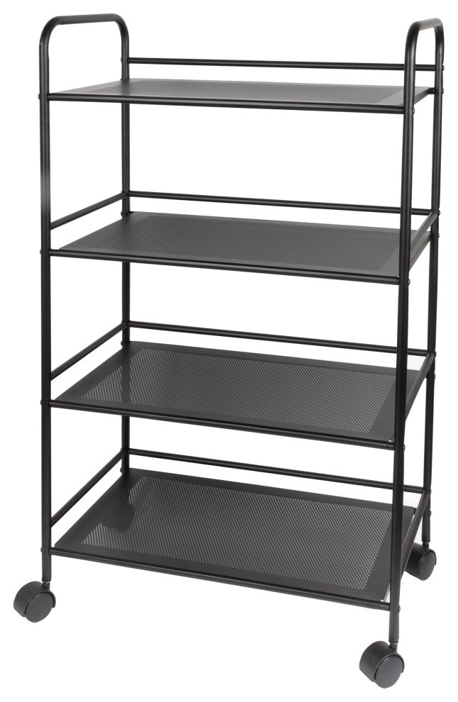 4 Tier Metal Cart with Wheels, Black