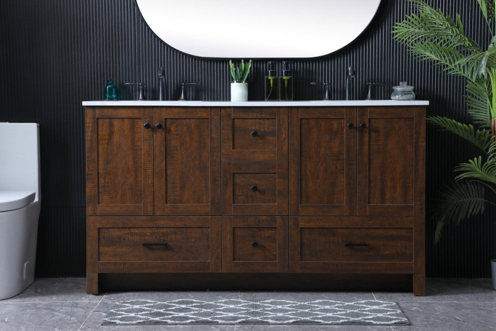 60" Double Bathroom Vanity, Expresso, 60