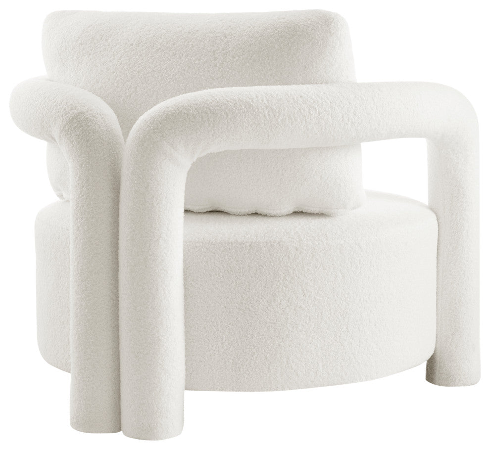 Maisie Faux Shearling Accent Arm Chair, Wilmont White