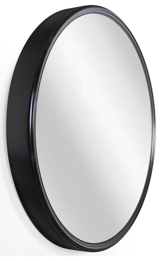 Deep Frame Metal Wall Mirror, 24" Diameter, Black