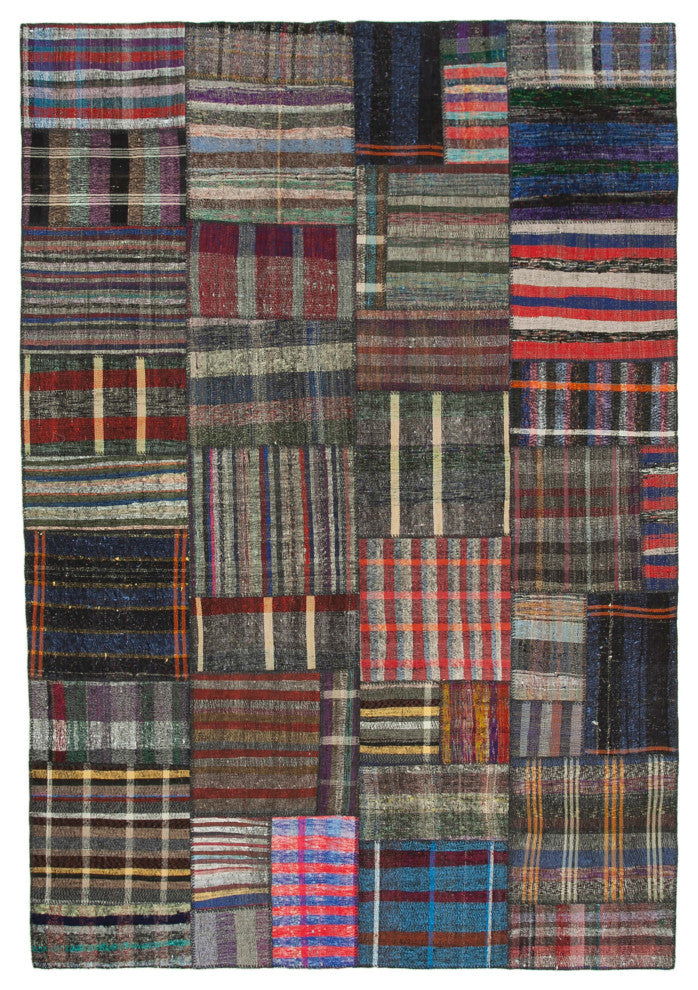 Rug N Carpet - Handmade Oriental 8' 2'' x 11' 11'' Wool Patchwork Kilim Rug