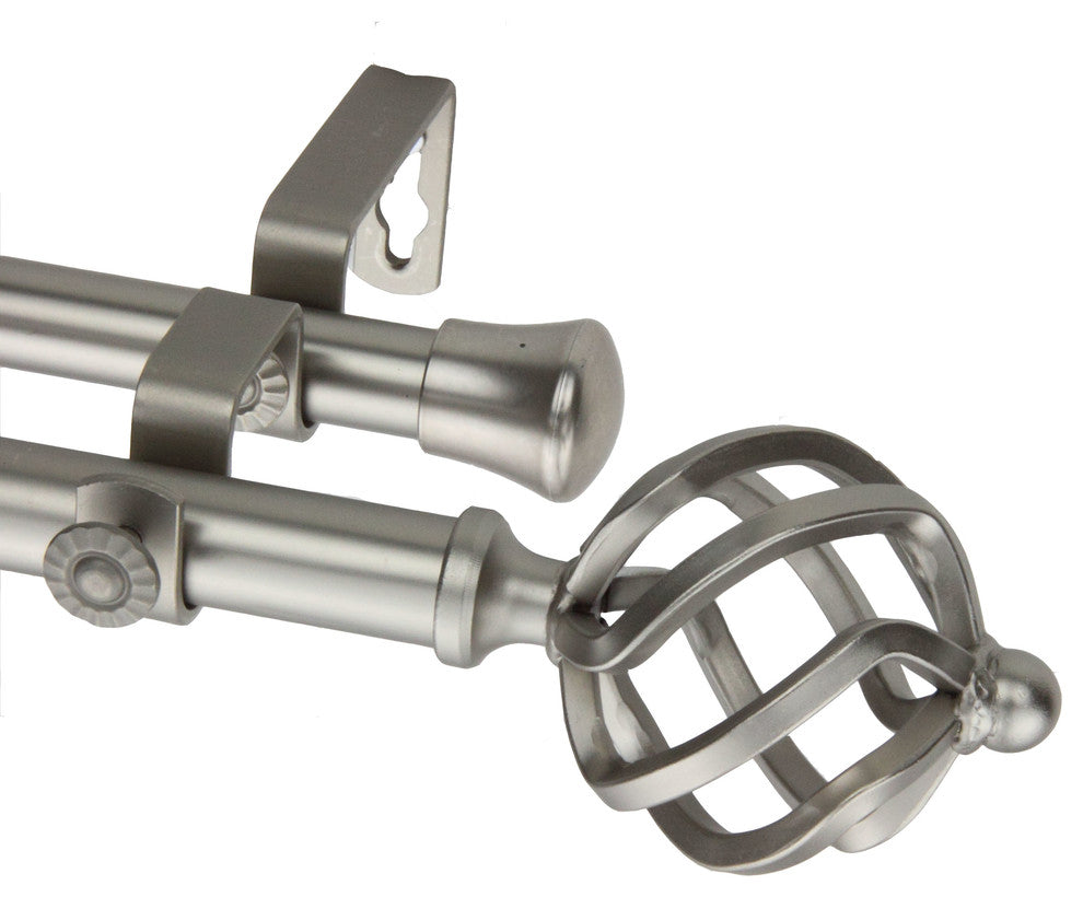 Twist Double Curtain Rod, Satin Nickel, 66"-120"