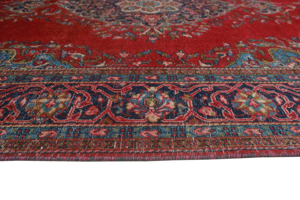 Fine Vintage Distressed Elle Red Rug