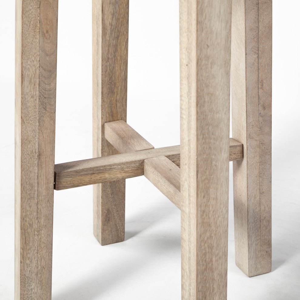 Brahma White Washed Solid Wood Bar Stool