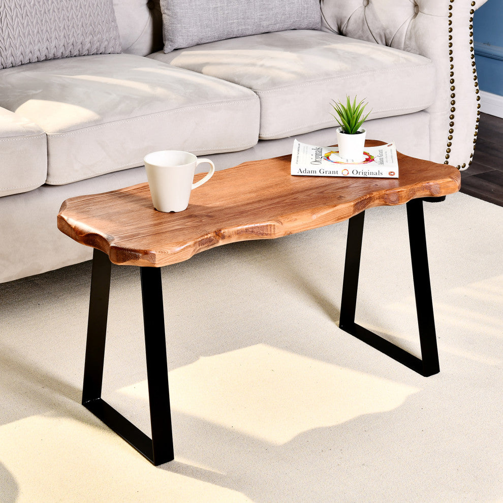 WELLAND Wood Entryway Bench With Metal Legs