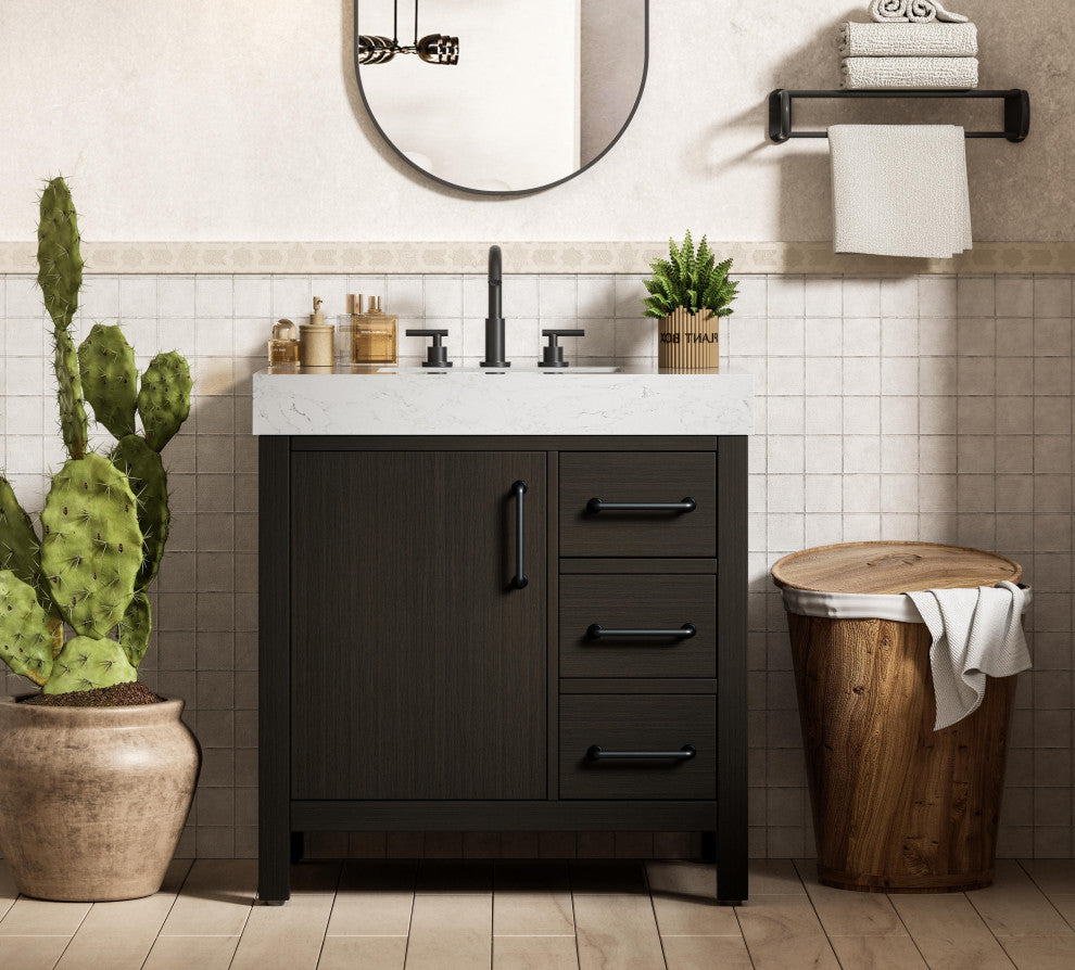 Home Living 32" Single Bathroom Vanity, Mocha Brown