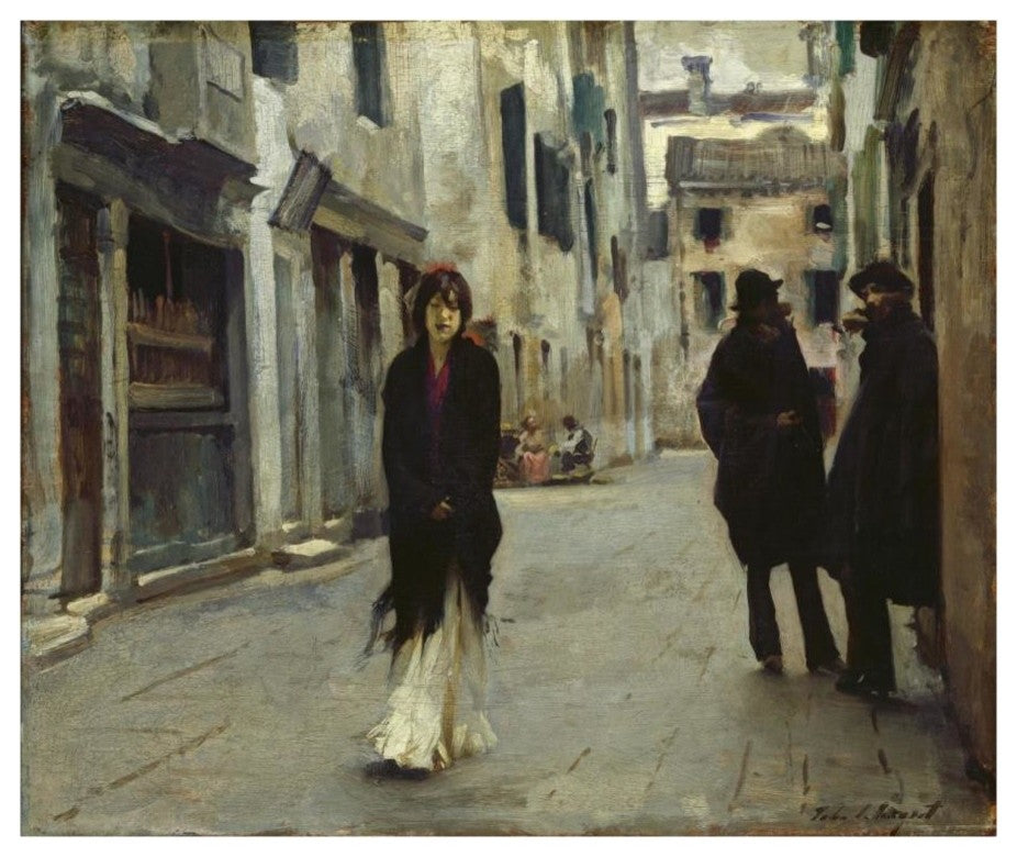 "Street in Venice, 1882" Digital Paper Print by John Singer Sargent, 18"x15"