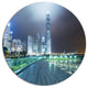 Night Pathway In Modern City, Cityscape Art Round Wall Art, 11"
