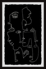"Line Face Illusion" Framed Painting Print, 12x18
