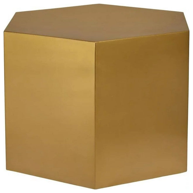 Hexagon Coffee Table in Brushed Gold with Modular Metal Design