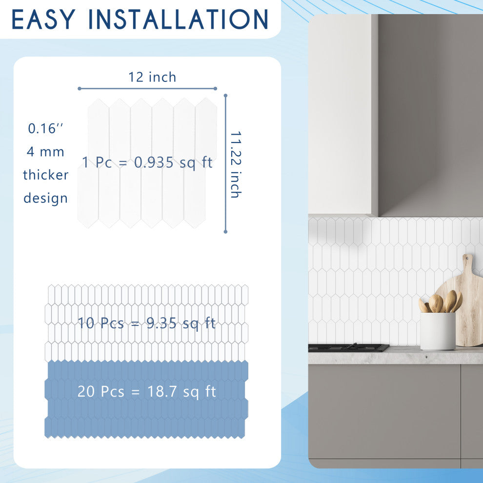 White 12" x 12" Stone Composite Peel & Stick Hexagonal Mosaic Tile, 1 Box