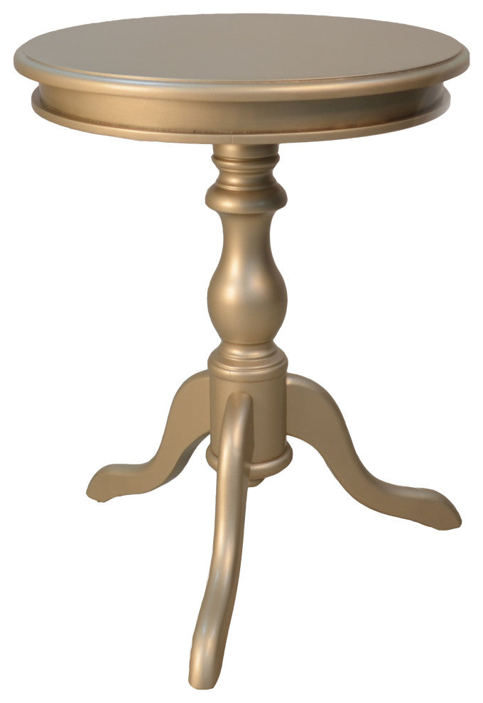 Anna Pedestal Base Accent Table, Champagne