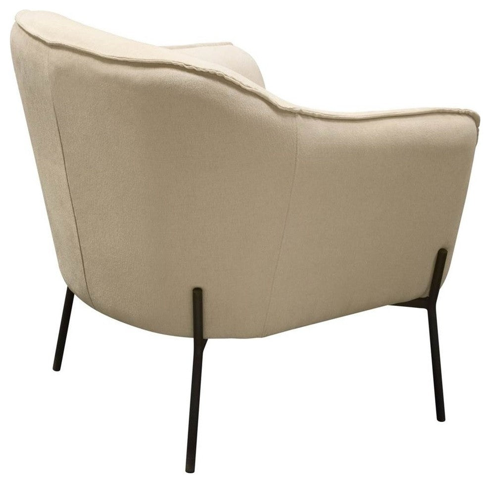 Status Accent Chair, Cream Fabric With Black Powder Coated Metal Leg