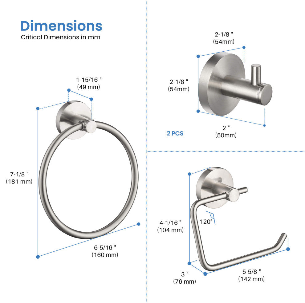 Circular 4-Piece Bathroom Hardware Set, Brushed Nickel