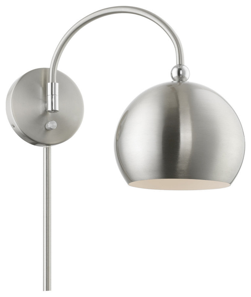 Stockton 1 Light Brushed Nickel With Polished Chrome Accents Swing Arm Wall Lamp