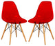 Dover Molded Dinin Side Chair, Wood Dowel Eiffel Base, Set of 2, Transparent Red